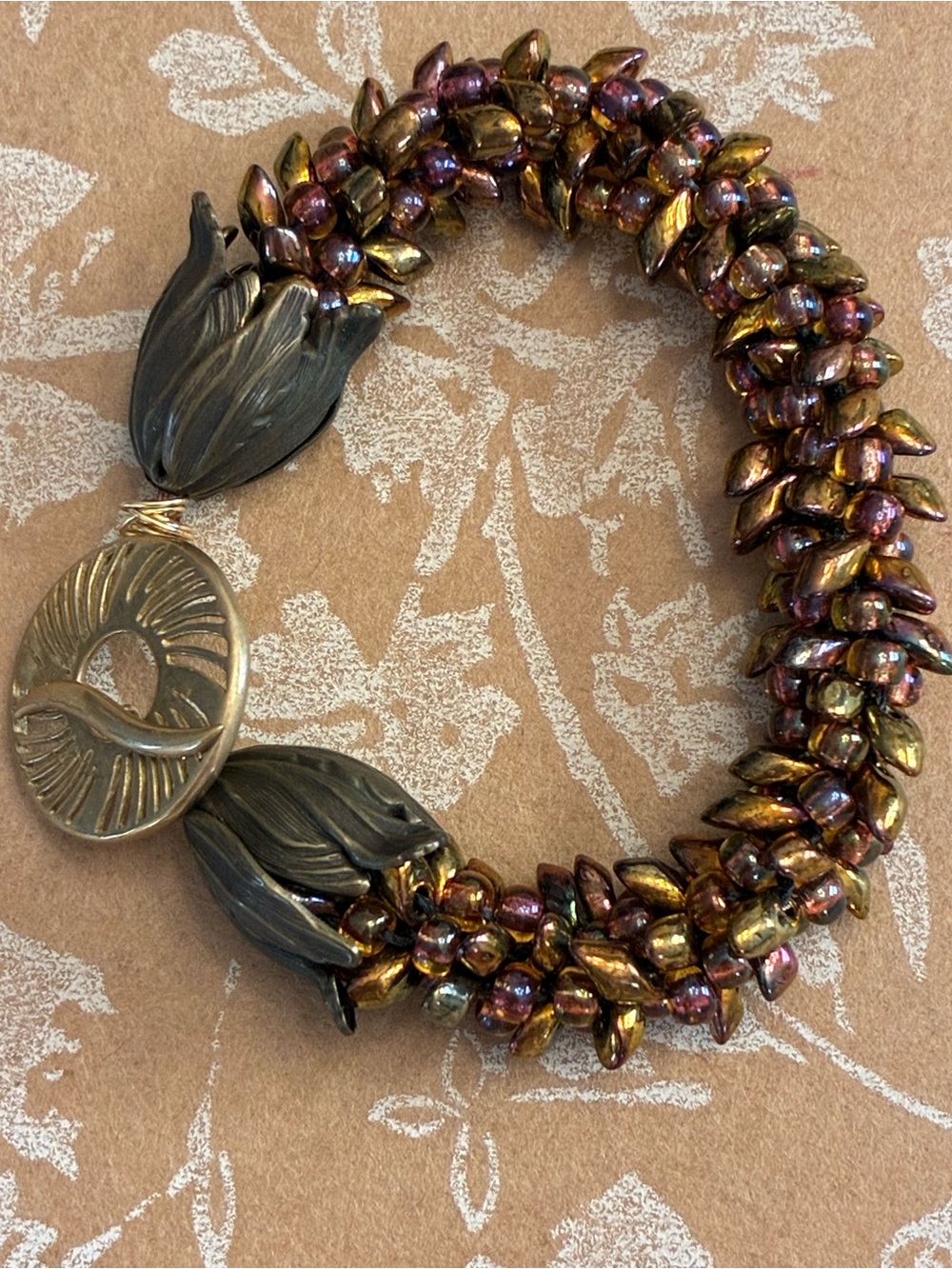 Handcrafted Iridescent Bead Cluster Bracelet - Multicolor